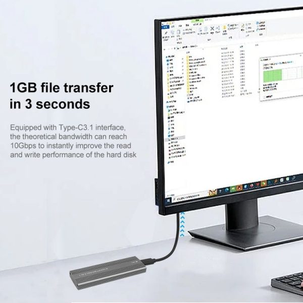 M2300 Dual Protocol M.2 NVME / SATA Solid State Drive Enclosure (Grey) - Image 5