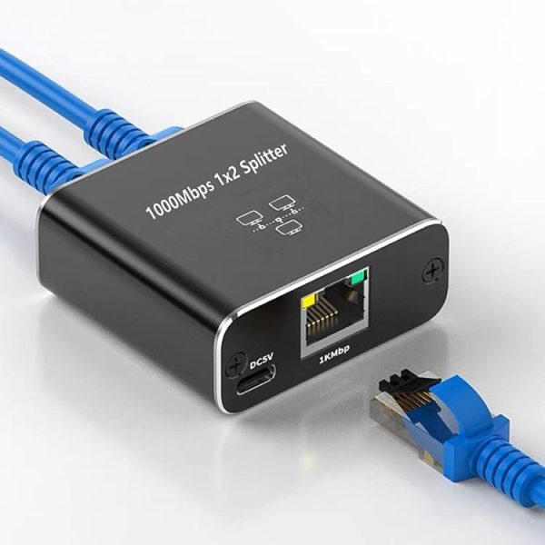 OZHW3 RJ45 1 to 2 Splitter Adapter Network 1000M LAN Ethernet Female Connector - Image 4
