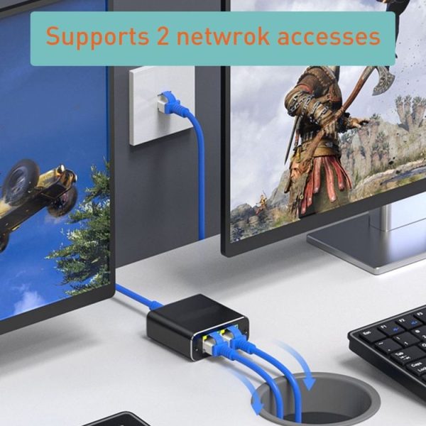 OZHW3 RJ45 1 to 2 Splitter Adapter Network 1000M LAN Ethernet Female Connector - Image 6