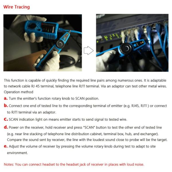 BSIDE FWT11 RJ11 / RJ45 Telephone Wire Tracker Ethernet LAN Network Cable Tester Detector Line Finder - Image 6