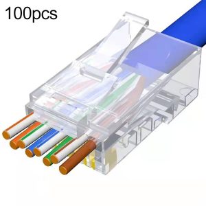 100pcs / Pack Cat5e RJ45 Connector Unshielded Pass Through Modular Plug, Gold: 3u