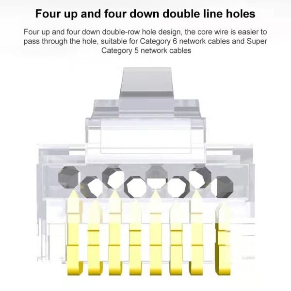 100pcs / Pack Cat5e RJ45 Connector Unshielded Pass Through Modular Plug, Gold: 3u - Image 7