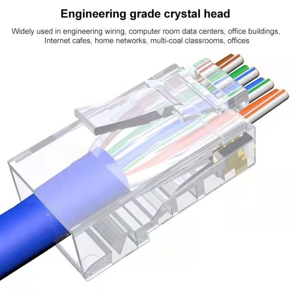 100pcs / Pack Cat6e Unshielded Pass Through RJ45 Connector Modular Plug - Image 5