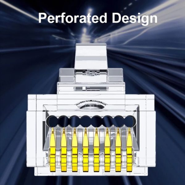 100pcs / Pack Cat6e Shielded Pass Through RJ45 Connector Modular Plug - Image 4