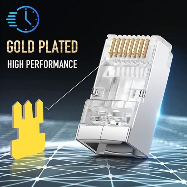 100pcs / Pack Cat6e Shielded Pass Through RJ45 Connector Modular Plug - Image 5