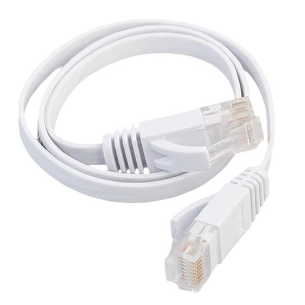 0.5m CAT6 Ultra-thin Flat Ethernet Network LAN Cable, Patch Lead RJ45 (White) - Image 2