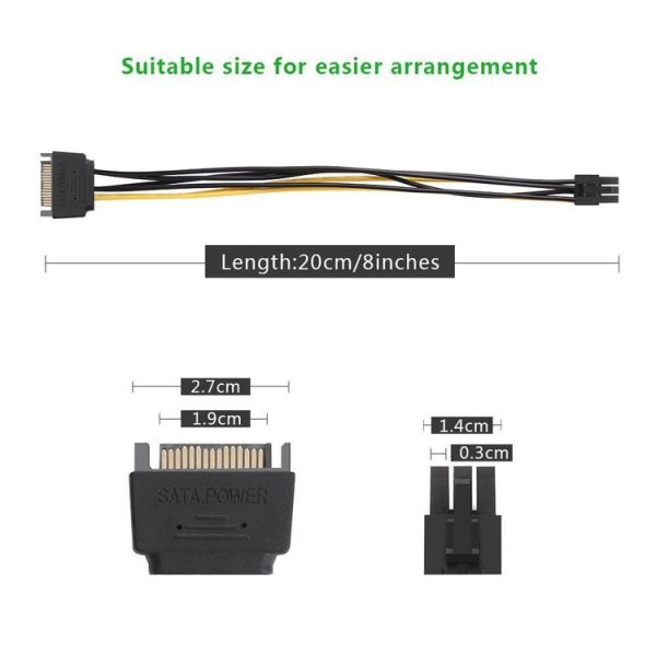 20cm SATA 15 Pin to 6 Pin PCI Express Graphics Video Card Sata Power Cable - Image 6