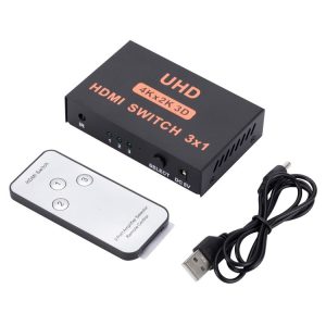 HDMI Switch 3 into 1 out 4Kx2K HD Video Switch, with Remote Control