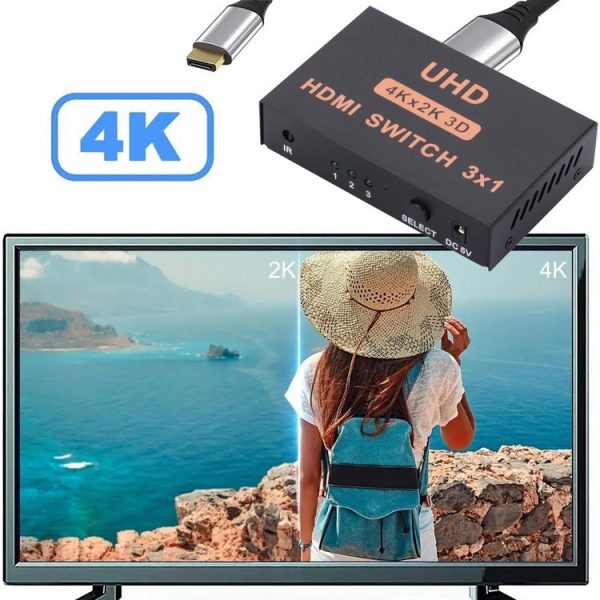 HDMI Switch 3 into 1 out 4Kx2K HD Video Switch, with Remote Control - Image 6