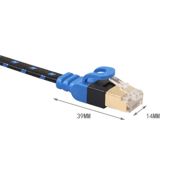 REXLIS CAT7-2 Gold-plated CAT7 Flat Ethernet 10 Gigabit Two-color Braided Network LAN Cable for Modem Router LAN Network, with Shielded RJ45 Connectors, Length: 10m - Image 3