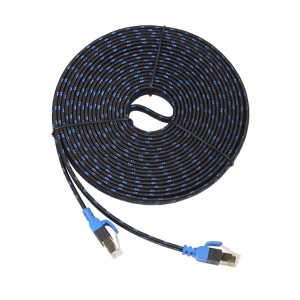 REXLIS CAT7-2 Gold-plated CAT7 Flat Ethernet 10 Gigabit Two-color Braided Network LAN Cable for Modem Router LAN Network, with Shielded RJ45 Connectors, Length: 10m - Image 4