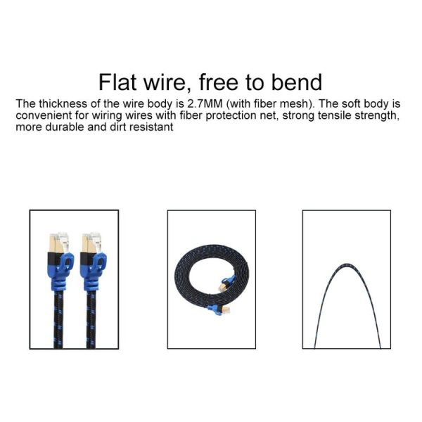 REXLIS CAT7-2 Gold-plated CAT7 Flat Ethernet 10 Gigabit Two-color Braided Network LAN Cable for Modem Router LAN Network, with Shielded RJ45 Connectors, Length: 10m - Image 5