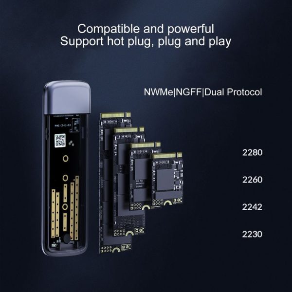 ORICO M2L2-NV03C3-GY-EP M.2 NVME + NGFF Solid State Mobile Hard Disk Enclosure (Grey) - Image 7