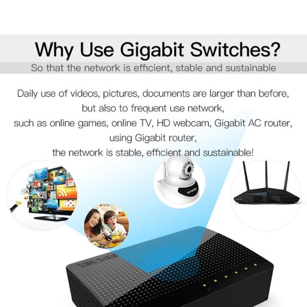 Tenda SG105 Mini 5 Ports 1000Mpbs Fast Gigabit Ethernet Network Switch LAN HUB - Image 8