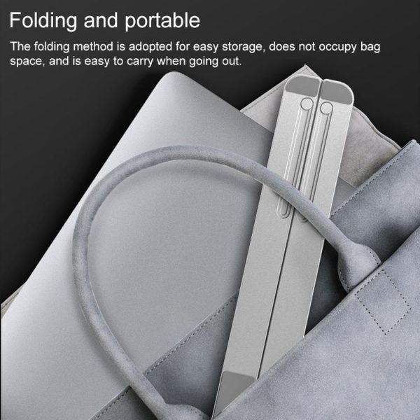 Portable Adjustable Laptop Stand Desktop Lifting Height Increase Rack Folding Heat Dissipation Holder, Style: Ordinary (Silver) - Image 7