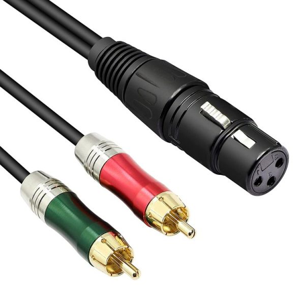 30cm Metal Head 3 Pin XLR CANNON Female to 2 RCA Male Audio Connector Adapter Cable for Microphone / Audio Equipment - Image 2