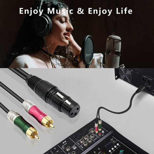 30cm Metal Head 3 Pin XLR CANNON Female to 2 RCA Male Audio Connector Adapter Cable for Microphone / Audio Equipment - Image 5