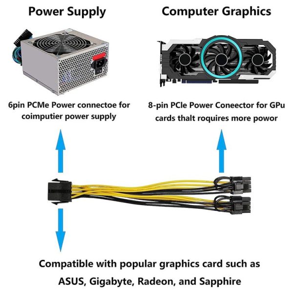 6 Pin to Dual PCI-E PCIe 8 Pin (6+2Pin) Power Cable - Image 5