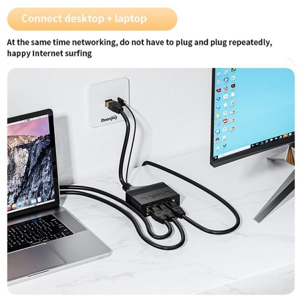 Male RJ45 3 in 1 Gigabit Network Splitter Cable Ethernet Network Coupler - Image 6