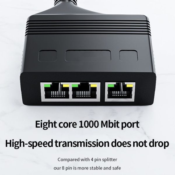 Male RJ45 3 in 1 Gigabit Network Splitter Cable Ethernet Network Coupler - Image 7