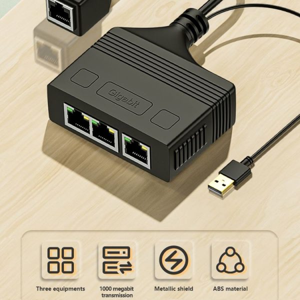 Female RJ45 3 in 1 Gigabit Network Splitter Cable Ethernet Network Coupler - Image 4