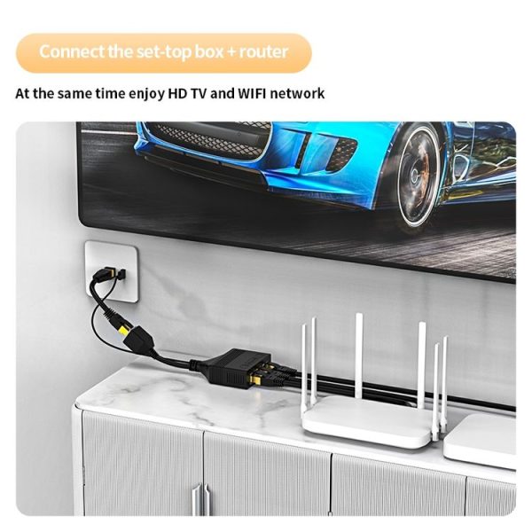 Female RJ45 3 in 1 Gigabit Network Splitter Cable Ethernet Network Coupler - Image 5
