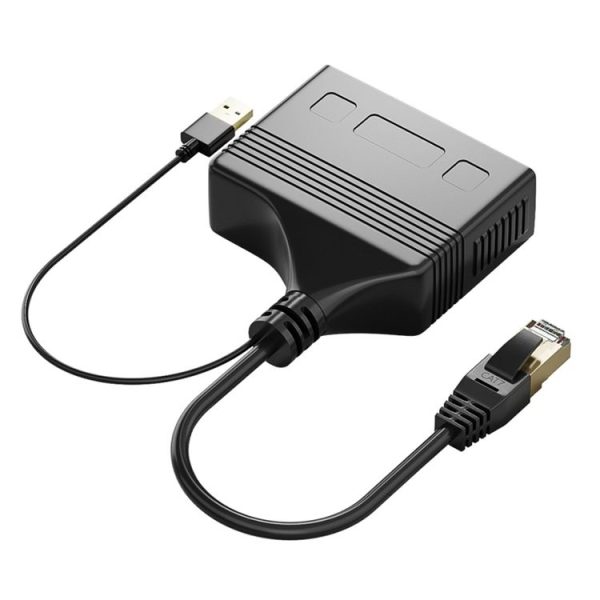 Male RJ45 3 in 1 100M Network Splitter Cable Ethernet Network Coupler - Image 2