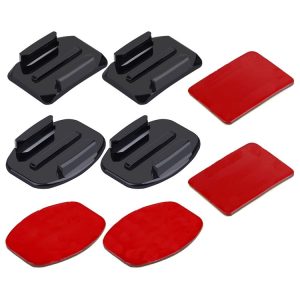 PULUZ 2 PCS Curved Surface Mounts + 2 PCS Flat Surface Mounts + 4 PCS Adhesive Mount Stickers for PULUZ Action Sports Cameras Jaws Flex Clamp Mount for GoPro, Insta360, DJI and Other Action Cameras