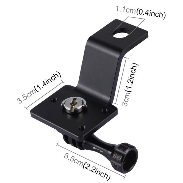 PULUZ Aluminum Alloy Motorcycle Fixed Holder Mount with Tripod Adapter & Screw for GoPro, Insta360, DJI and Other Action Cameras (Black) - Image 4