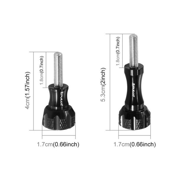 PULUZ CNC Aluminum Thumb Knob Stainless Bolt Nut Screw Set for GoPro Hero12 Black / Hero11 / 10 / 9 / 8 / 7 / 6 / 5, Insta360 Ace / Ace Pro, DJI Osmo Action 4 and Other Action Cameras (Black) - Image 3