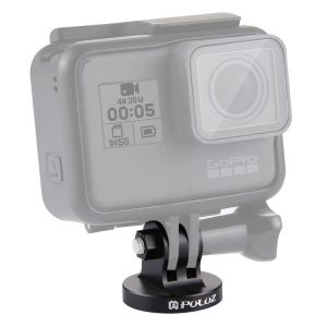 PULUZ 1 / 4 inch Screw Hole Tripod Mount CNC Adapter for GoPro, Insta360, DJI and Other Action Cameras (Black)