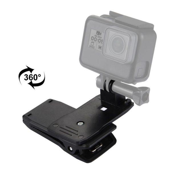 PULUZ 360 Degree Rotating Backpack Hat Rec-mounts Quick Release Clamp Mount for GoPro, Insta360, DJI and Other Action Cameras