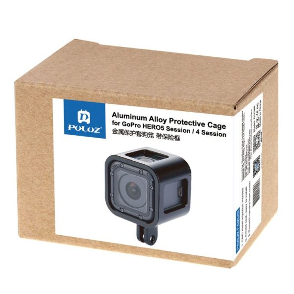 PULUZ Housing Shell CNC Aluminum Alloy Protective Cage with Insurance Frame for GoPro HERO5 Session / HERO4 Session / HERO Session (Black) - Image 6
