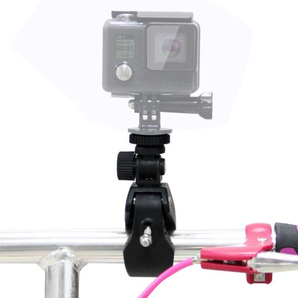 PULUZ Motorcycle Bicycle Handlebar Holder with Tripod Mount & Screw for GoPro, Insta360, DJI and Other Action Cameras (Black)