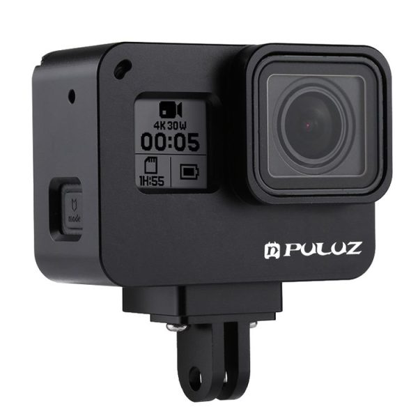 PULUZ Housing Shell CNC Aluminum Alloy Protective Cage with Insurance Frame for GoPro HERO (2018) / 7 Black / 6 / 5 (Black)
