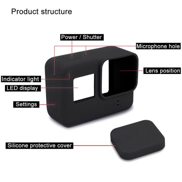 PULUZ Silicone Protective Case with Lens Cover for GoPro HERO7 Black / 7 White / 7 Silver / 6 / 5 (Black) - Image 5