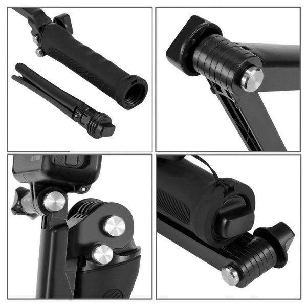 PULUZ 3-Way Grip Foldable Tripod Selfie-stick Extension Monopod for GoPro, Insta360 ONE R, DJI Osmo Action and Other Action Cameras, Length: 20-58cm - Image 4