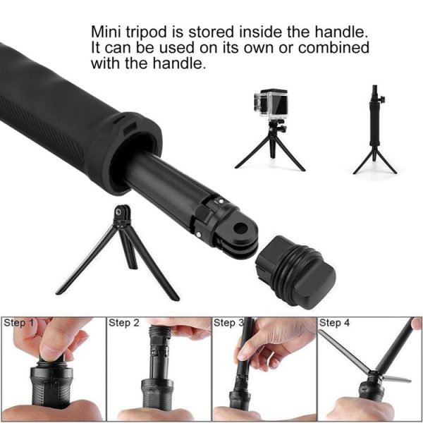 PULUZ 3-Way Grip Foldable Tripod Selfie-stick Extension Monopod for GoPro, Insta360 ONE R, DJI Osmo Action and Other Action Cameras, Length: 20-58cm - Image 8
