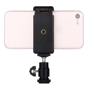 PULUZ 1 / 4 inch Hot Shoe Tripod Head + Tripod Stand Clamp for iPhone, Samsung, Huawei, HTC, 5.5cm - 8cm Width Smartphones