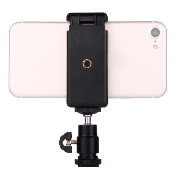 PULUZ 1 / 4 inch Hot Shoe Tripod Head + Tripod Stand Clamp for iPhone, Samsung, Huawei, HTC, 5.5cm - 8cm Width Smartphones