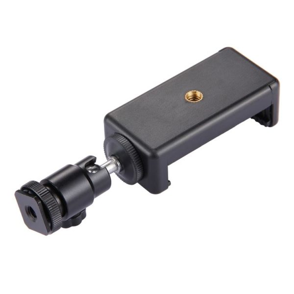 PULUZ 1 / 4 inch Hot Shoe Tripod Head + Tripod Stand Clamp for iPhone, Samsung, Huawei, HTC, 5.5cm - 8cm Width Smartphones - Image 3