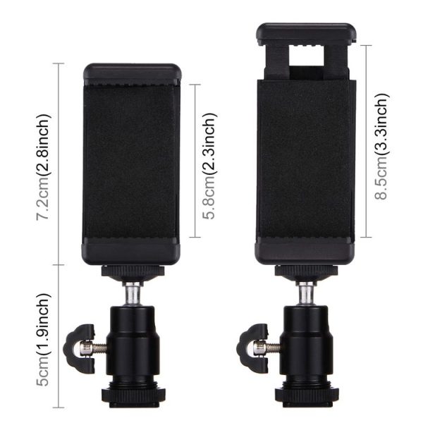 PULUZ 1 / 4 inch Hot Shoe Tripod Head + Tripod Stand Clamp for iPhone, Samsung, Huawei, HTC, 5.5cm - 8cm Width Smartphones - Image 4