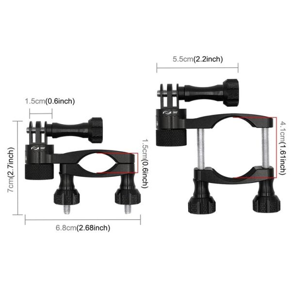 PULUZ 360 Degree Rotation Bike Aluminum Handlebar Adapter Mount with Screw for GoPro, Insta360, DJI and Other Action Cameras (Black) - Image 4