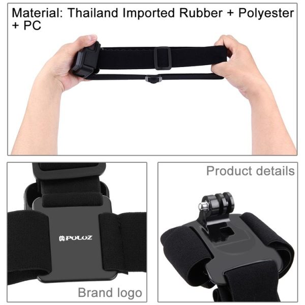 PULUZ Elastic Mount Belt Adjustable Head Strap for GoPro, Insta360 ONE R, DJI Osmo Action and Other Action Cameras - Image 5