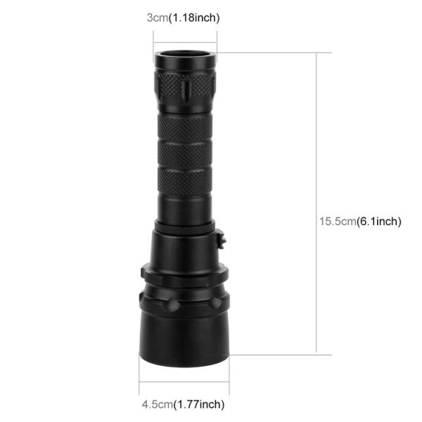 PULUZ 1000LM Aluminum Alloy 50m Depth Diving LED Flashlight Cold White Light Torch Light - Image 3