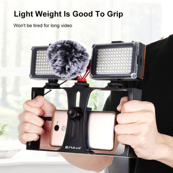 PULUZ Vlogging Live Broadcast Smartphone Video Rig Filmmaking Recording Handle Stabilizer Bracket for iPhone, Galaxy, Huawei, Xiaomi, HTC, LG, Google, and Other Smartphones (Blue) - Image 8