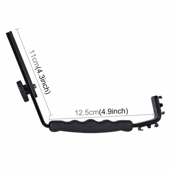 PULUZ L-Shape Bracket Handheld Grip Holder with Dual Side Cold Shoe Mounts for Video Light Flash, DSLR Camera - Image 3
