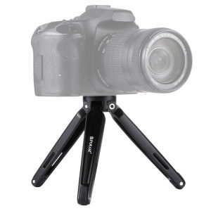 PULUZ Pocket Mini Metal Desktop Tripod Mount with 1 / 4 inch to 3 / 8 inch Thread Adapter Screw for DSLR & Digital Cameras, Adjustable Height: 4.5-15cm, Max Load: 20kg (Black)