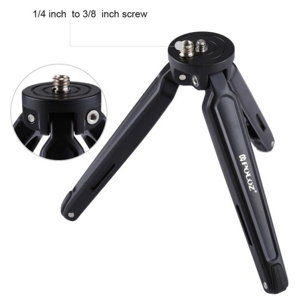 PULUZ Pocket Mini Metal Desktop Tripod Mount with 1 / 4 inch to 3 / 8 inch Thread Adapter Screw for DSLR & Digital Cameras, Adjustable Height: 4.5-15cm, Max Load: 20kg (Black) - Image 6