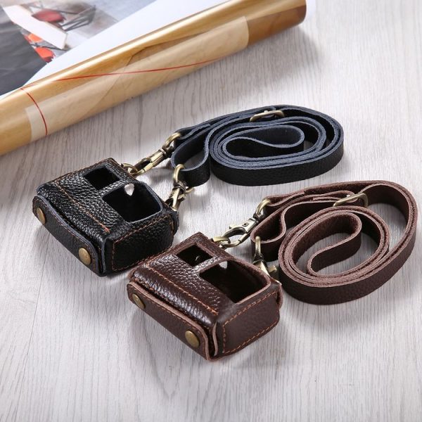 PULUZ for GoPro HERO7 Black / 6 / 5 Litchi Texture Genuine Leather Housing Case with Set Key Hole & Neck Strap & 52mm UV Lens (Black) - Image 11